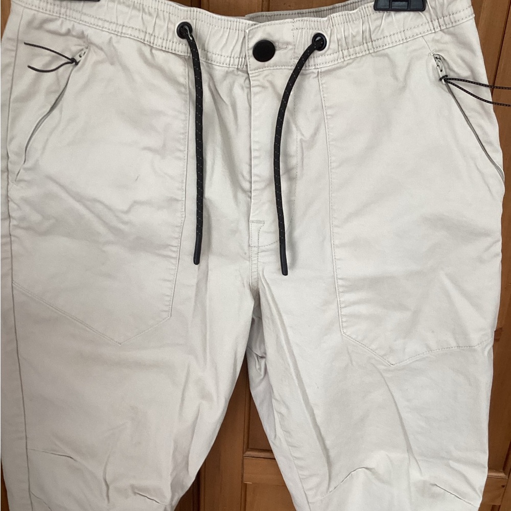 Denim&Co Stretch Cream Joggers with Drawstring Waistband